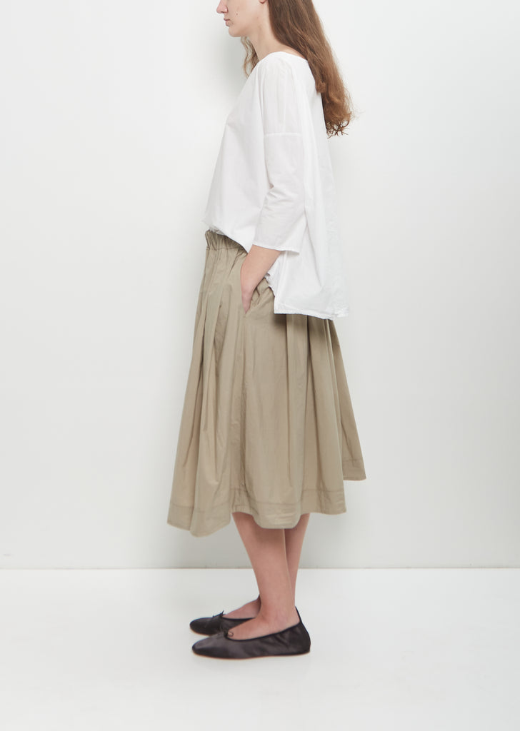 Tissue Cotton Pleated Short Skirt — Stone