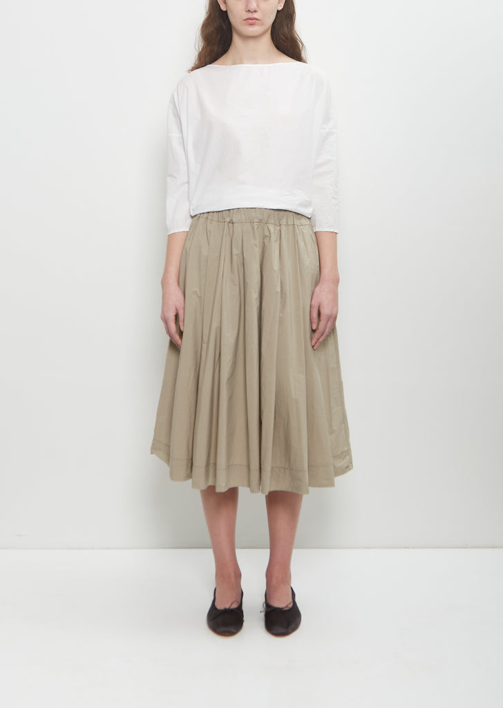 Tissue Cotton Pleated Short Skirt — Stone