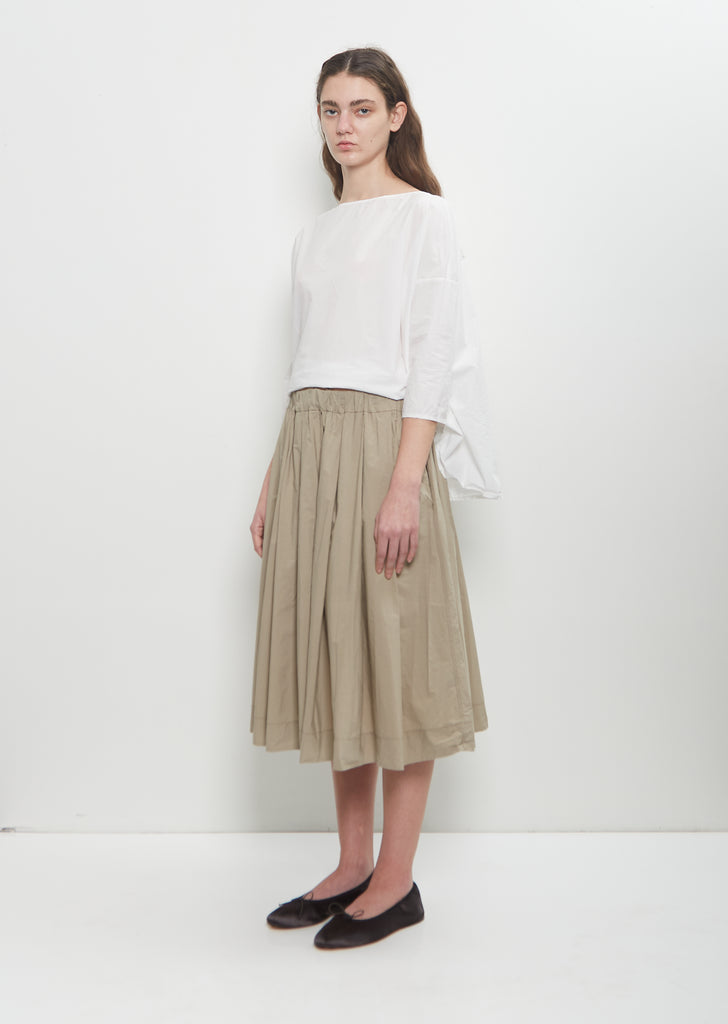 Tissue Cotton Pleated Short Skirt — Stone