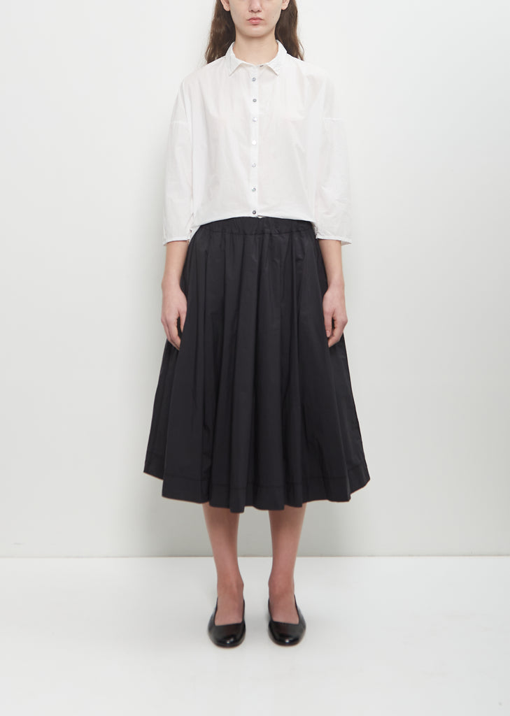 Tissue Cotton Pleated Short Skirt — Black