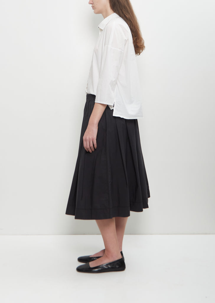 Tissue Cotton Pleated Short Skirt — Black