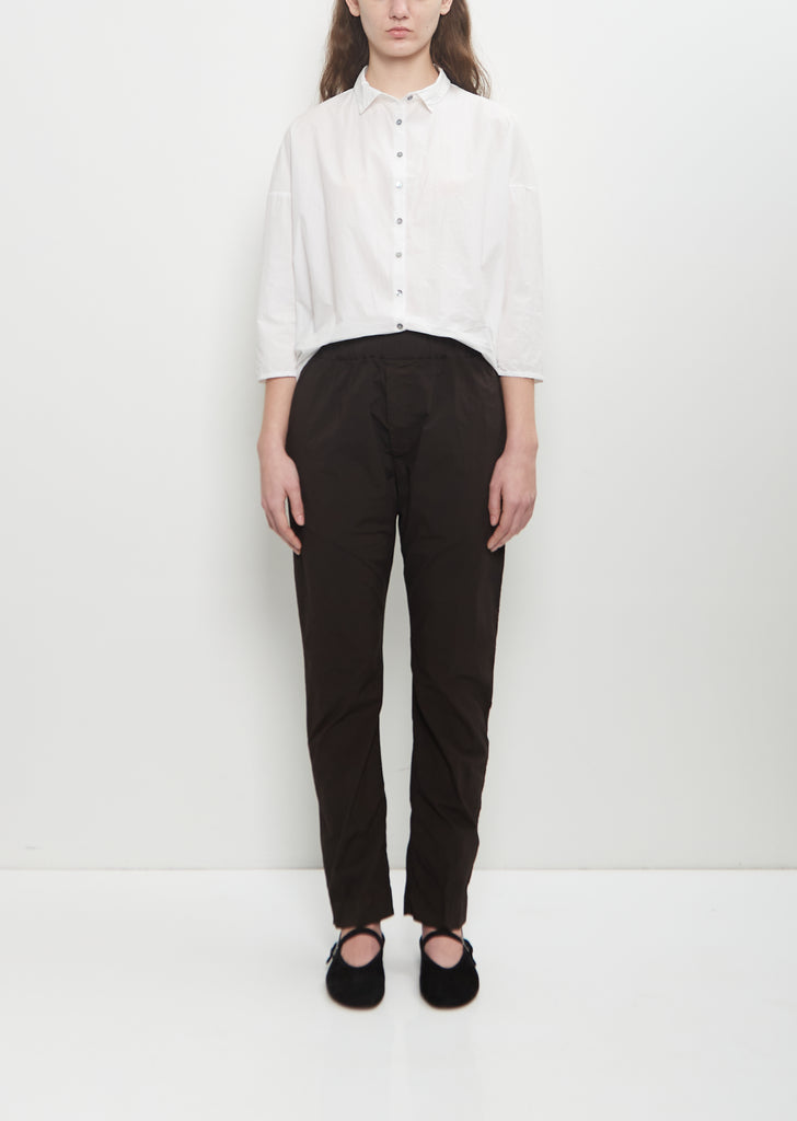 Stretch Cotton Slim Trousers — Brown