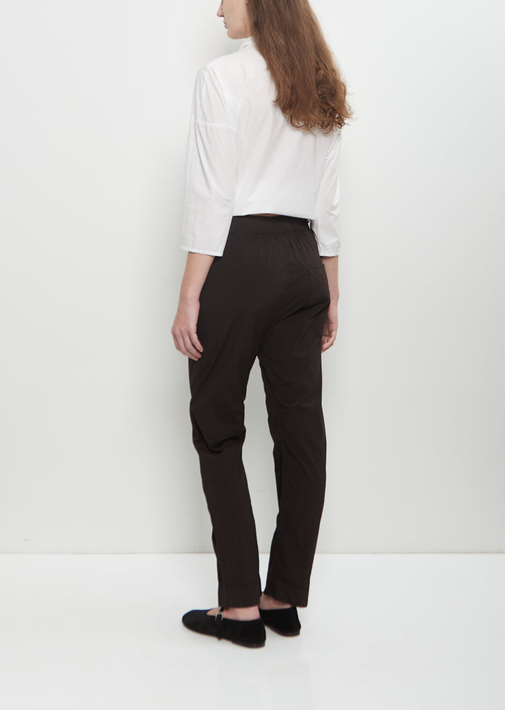 Stretch Cotton Slim Trousers — Brown