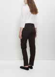 Stretch Cotton Slim Trousers — Brown