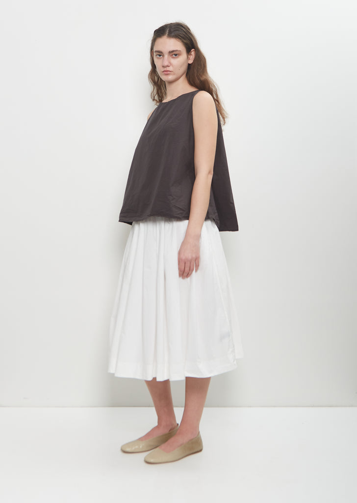 Tissue Cotton Pleated Short Skirt — Milk