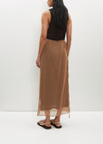 Recycled Wool Blend Leno Sheer Skirt — Brown