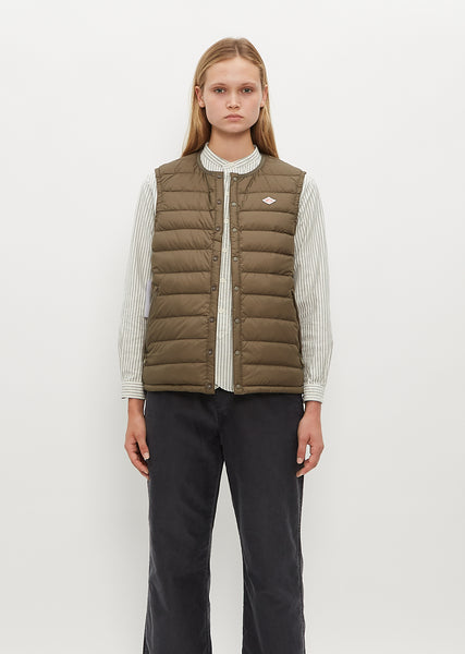 Inner Down Crewneck Vest — Olive – La Garçonne