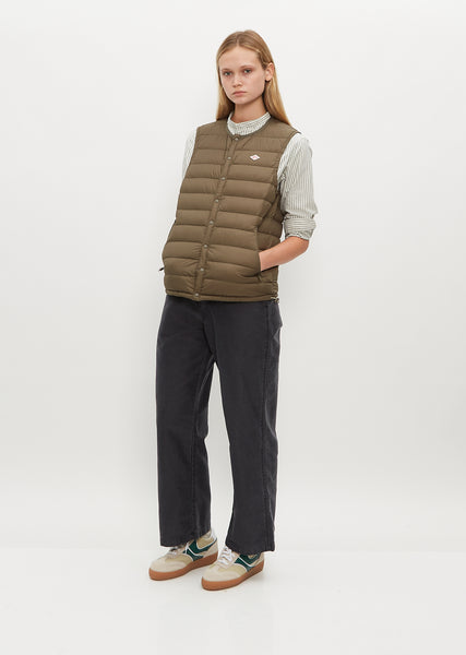 Inner Down Crewneck Vest — Olive – La Garçonne