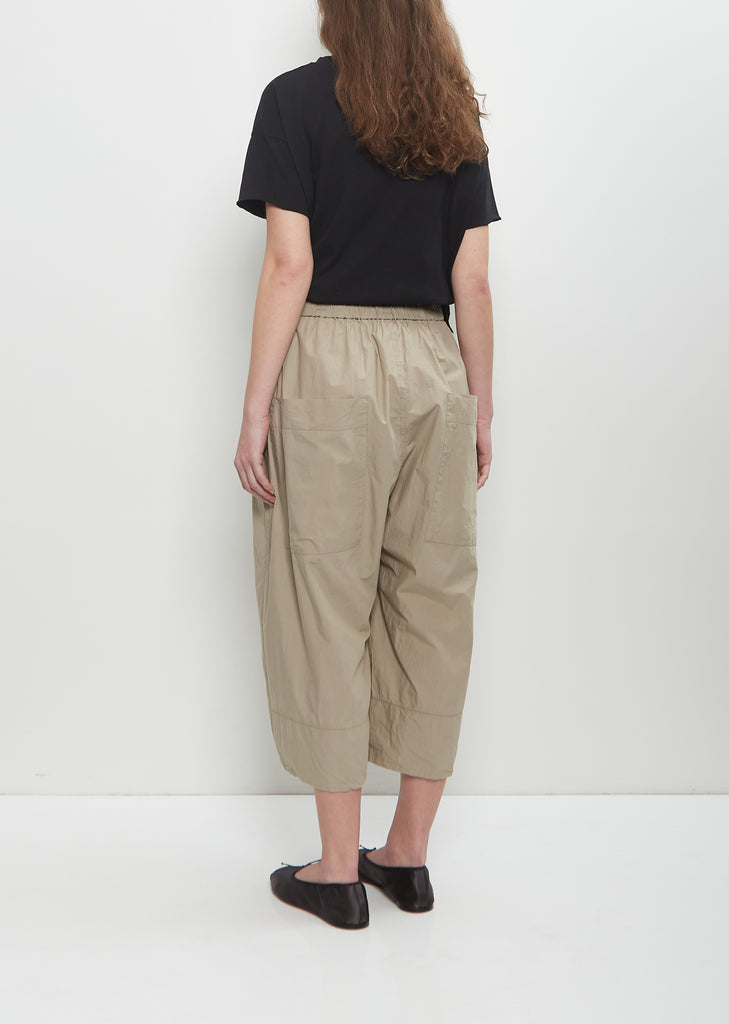 Tissue Cotton Wide Trousers — Stone