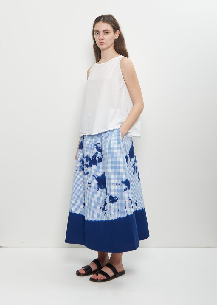 Cotton Gingham Check Flare Skirt