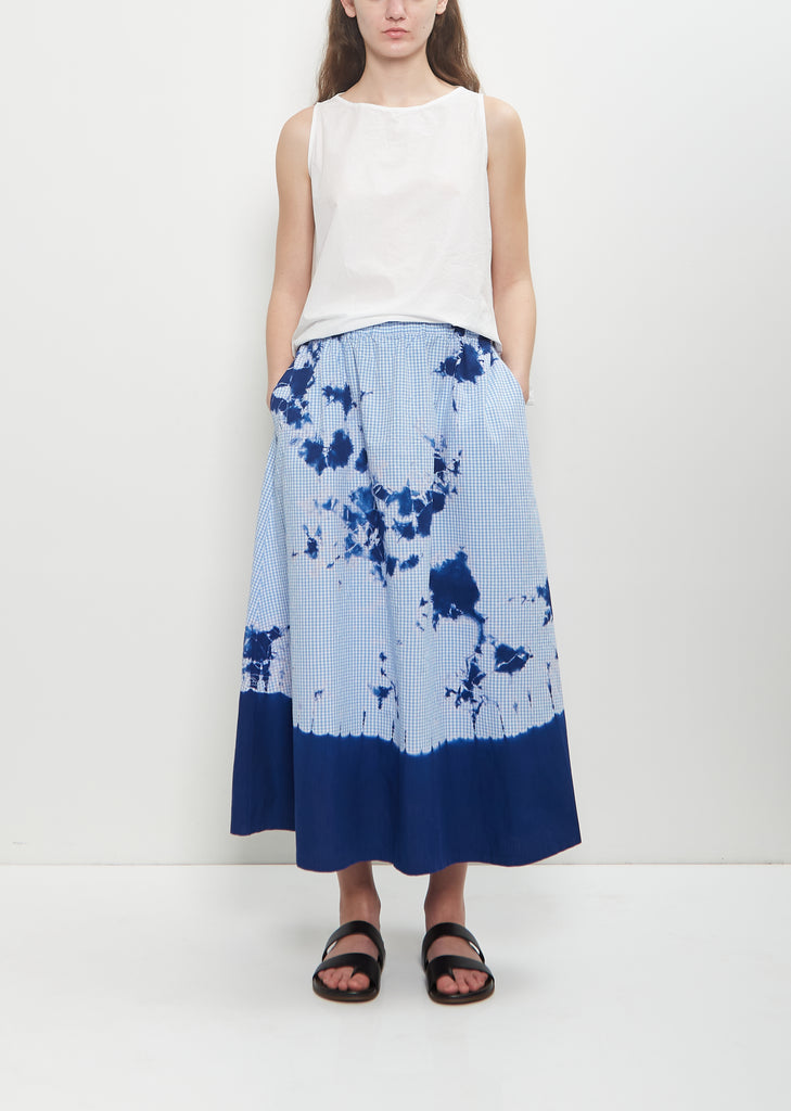 Cotton Gingham Check Flare Skirt