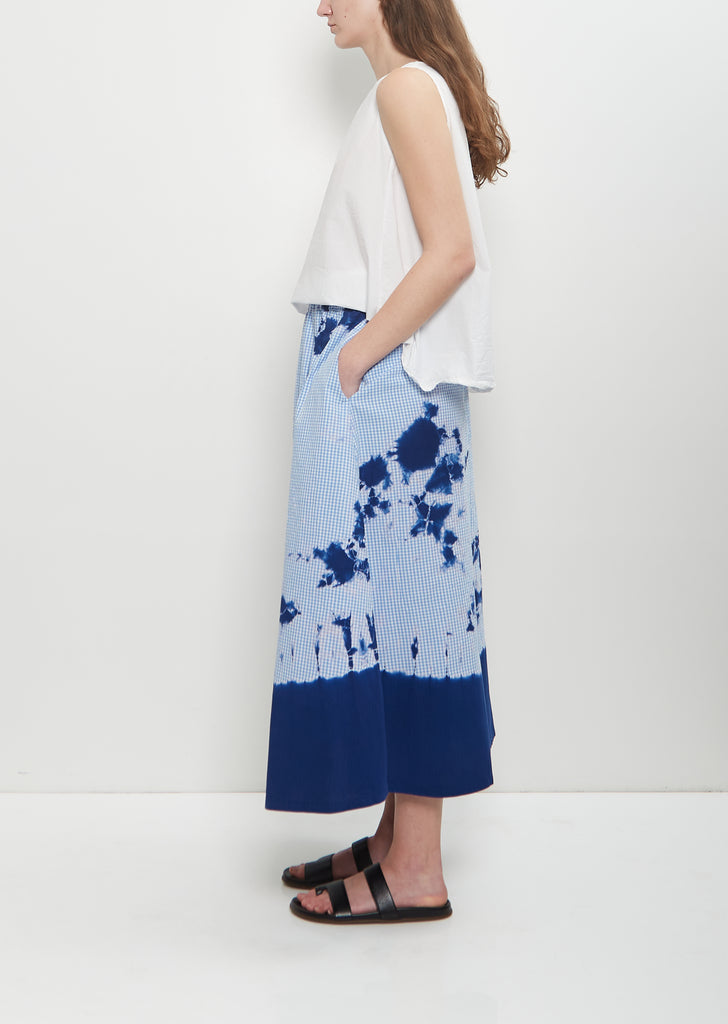 Cotton Gingham Check Flare Skirt