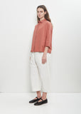 Tissue Cotton Short Collar Shirt — Coral