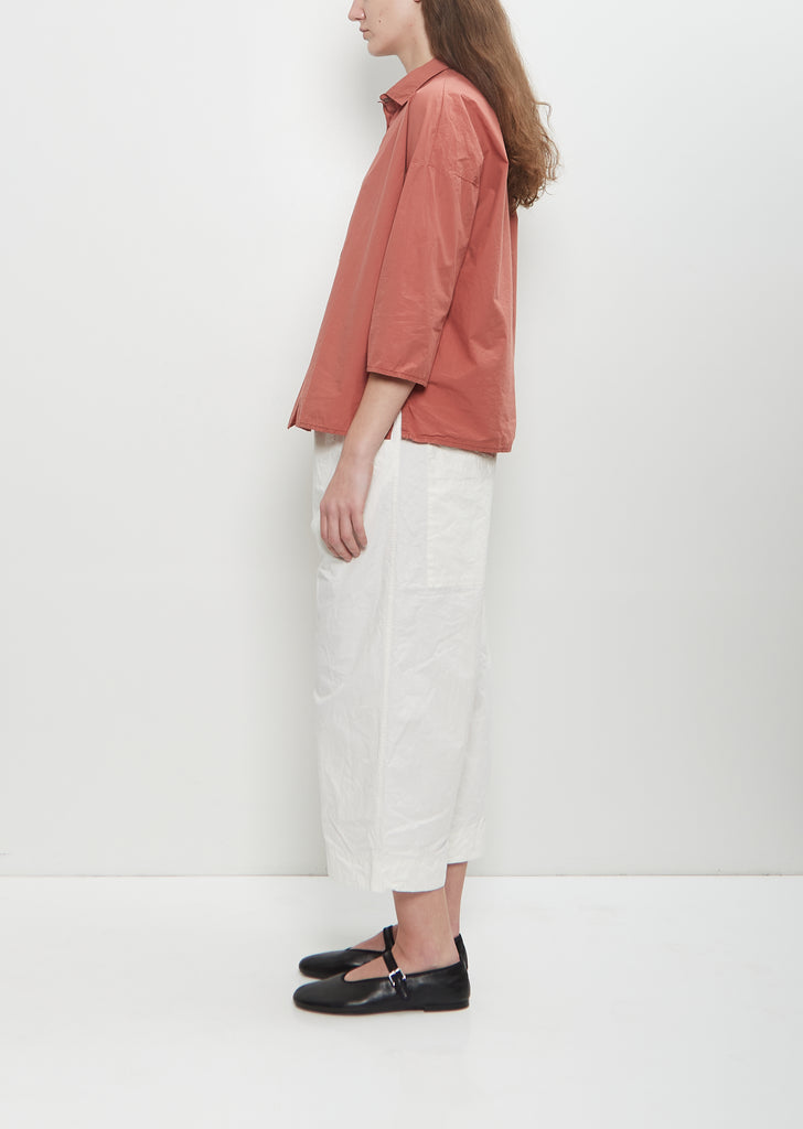 Tissue Cotton Short Collar Shirt — Coral
