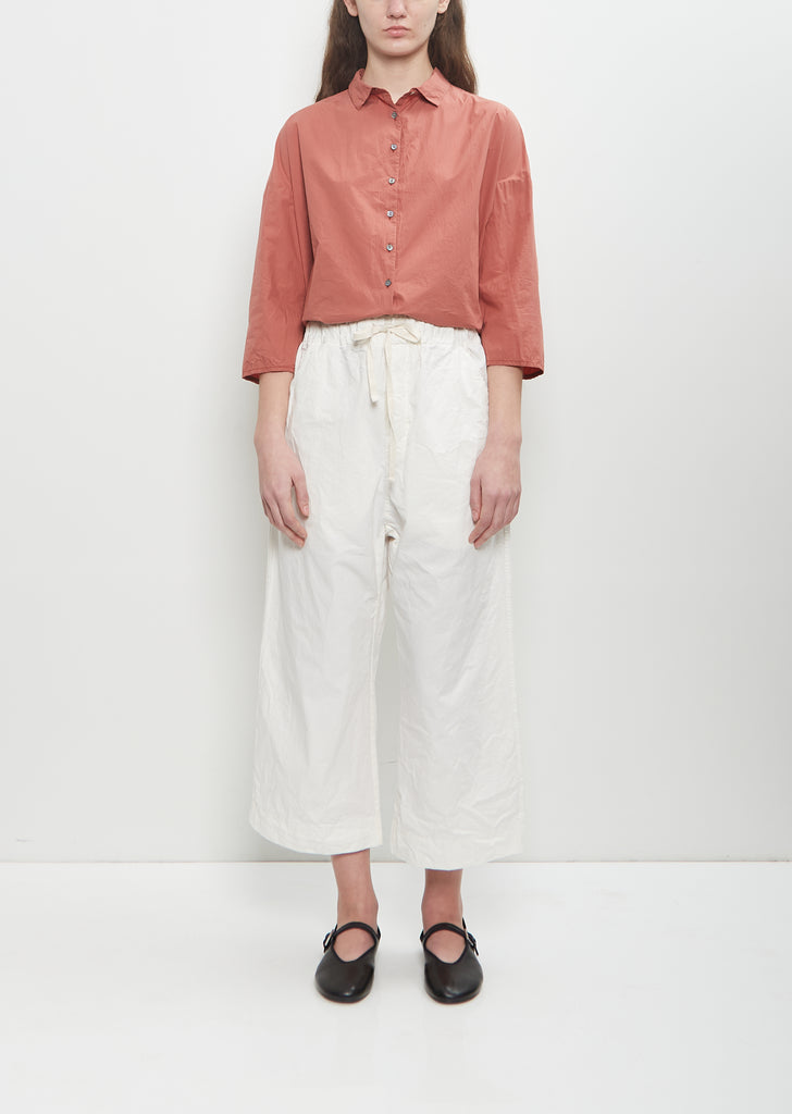 Cotton Canvas Wide & Short Trousers — Milk