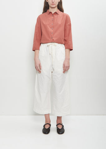 Cotton Canvas Wide & Short Trousers — Milk