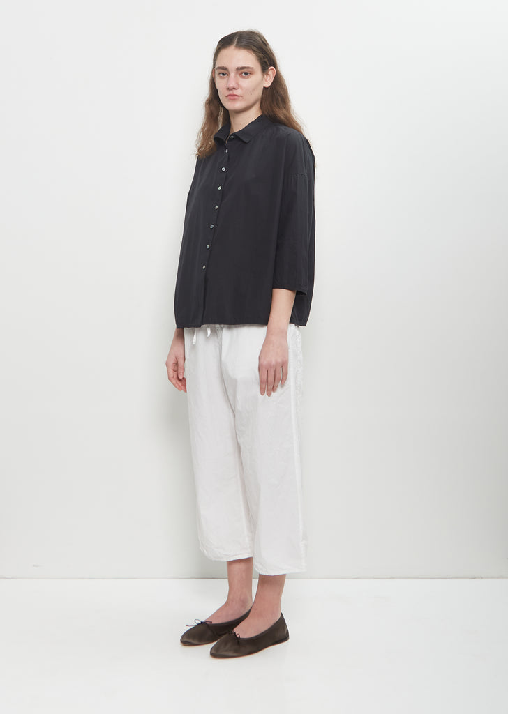 Tissue Cotton Wide & Short Trousers — Milk