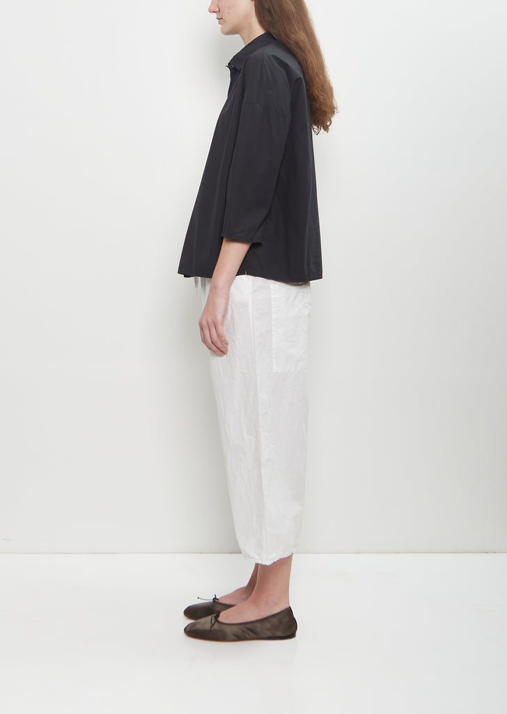 Tissue Cotton Short Collar Shirt — Black