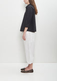 Tissue Cotton Short Collar Shirt — Black