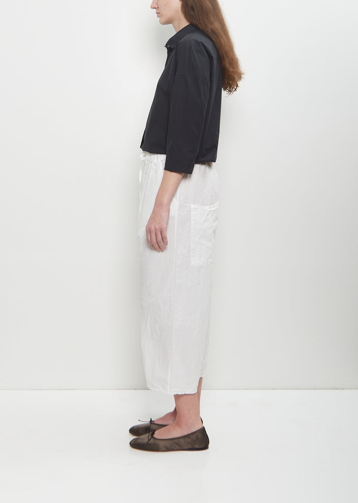 Tissue Cotton Wide & Short Trousers — Milk