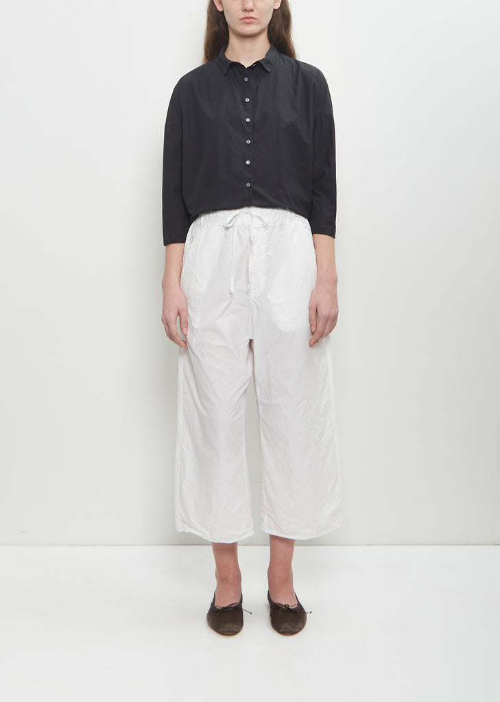 Tissue Cotton Wide & Short Trousers — Milk