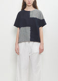 Cotton Gingham Check Woven T-Shirt