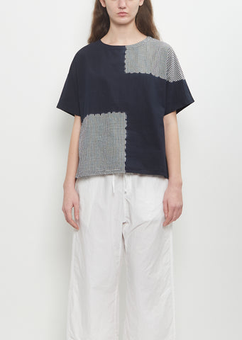 Cotton Gingham Check Woven T-Shirt