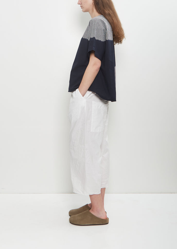 Cotton Gingham Check Woven T-Shirt