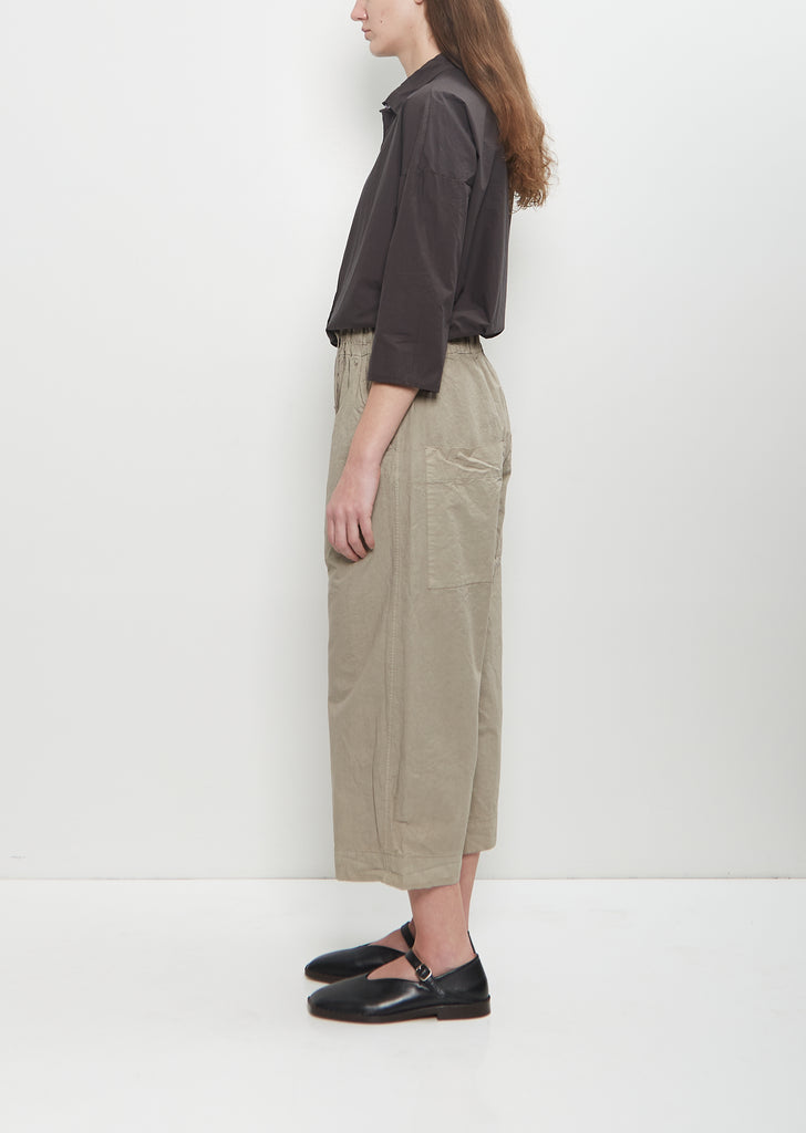 Cotton Canvas Wide & Short Trousers — Stone