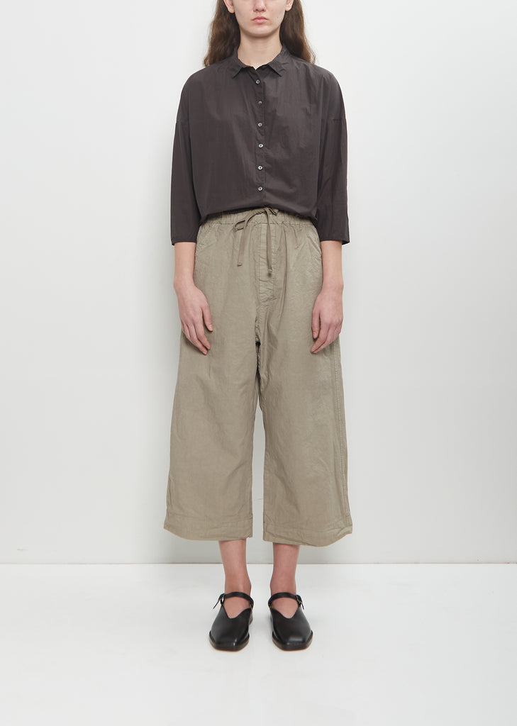 Cotton Canvas Wide & Short Trousers — Stone