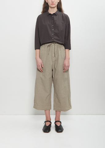 Cotton Canvas Wide & Short Trousers — Stone