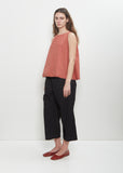 Cotton Canvas Wide & Short Trousers — Black