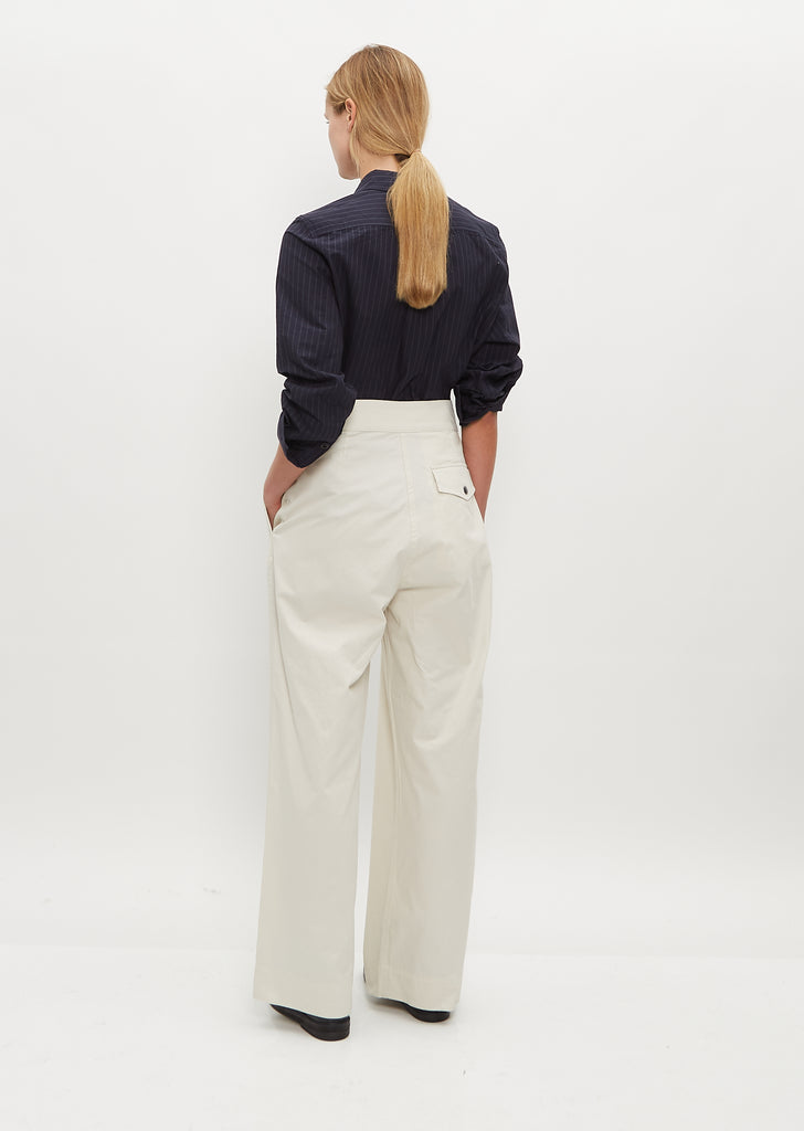 Pleated Wide Leg Trouser — Chalk