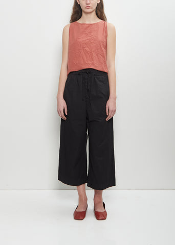 Cotton Canvas Wide & Short Trousers — Black