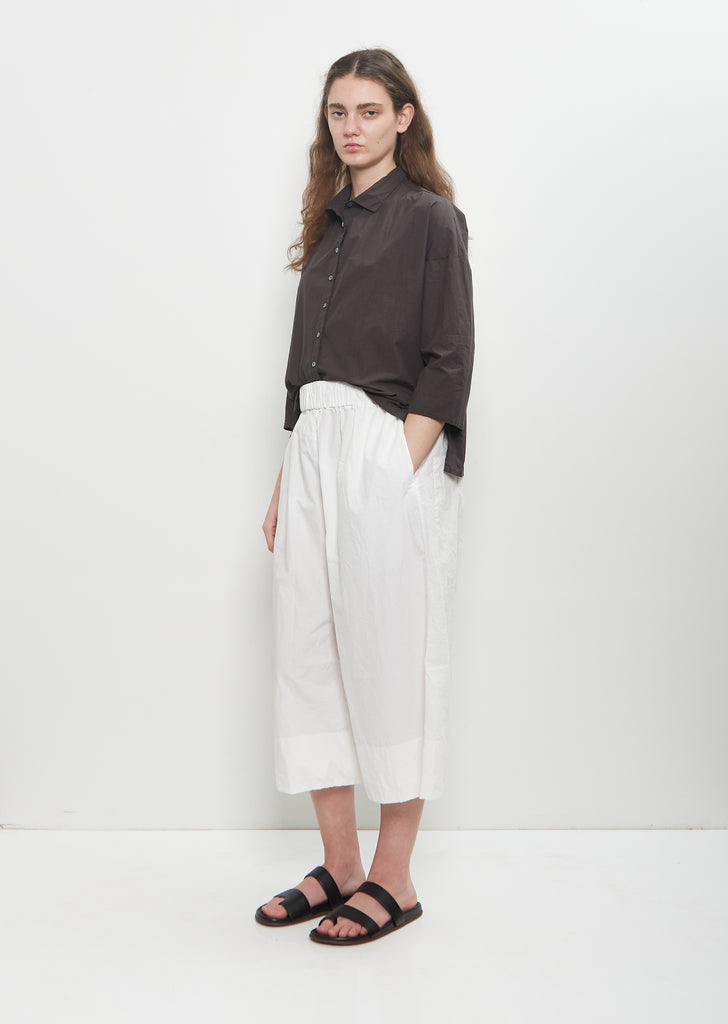 Tissue Cotton Wide Trousers — Milk