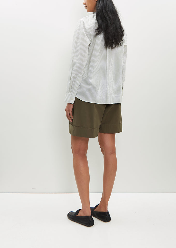 Collarless Cotton-Silk Shirt