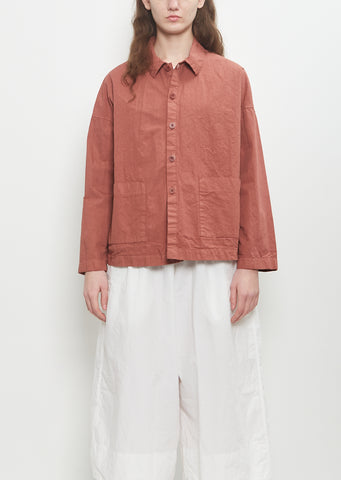 Cotton Canvas Over Shirt Jacket — Coral