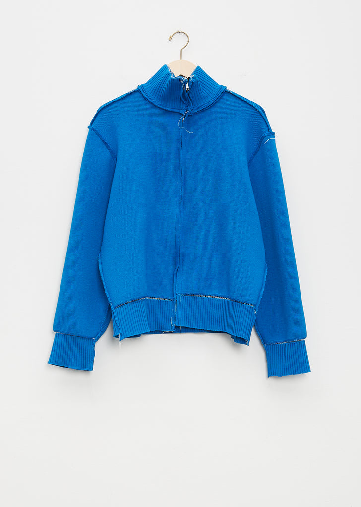 Rib Wool Blend Zip-Up Cardigan