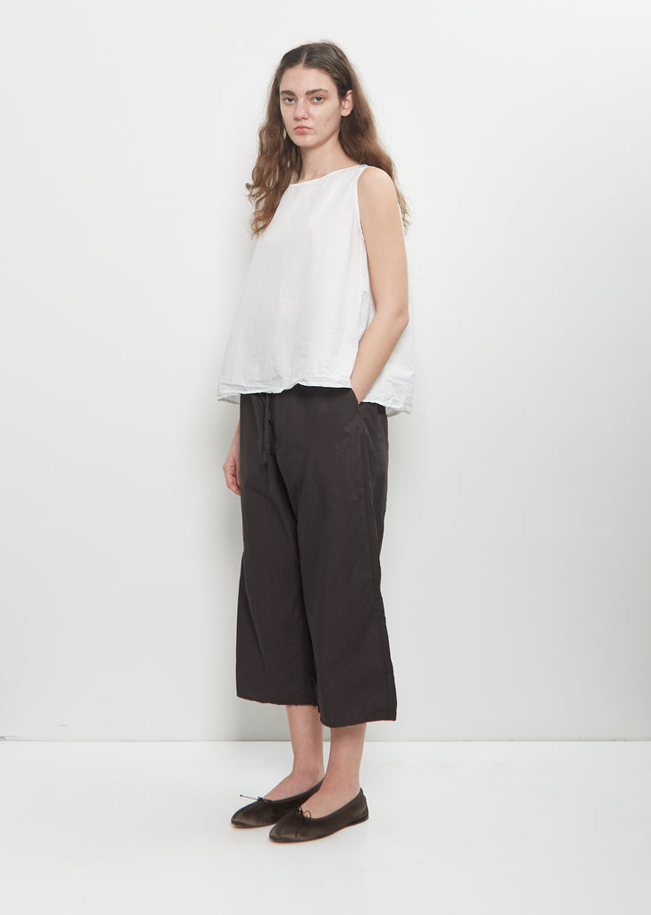 Tissue Cotton Wide & Short Trousers — Brown