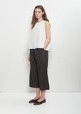 Tissue Cotton Wide & Short Trousers — Brown