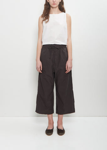 Tissue Cotton Wide & Short Trousers — Brown