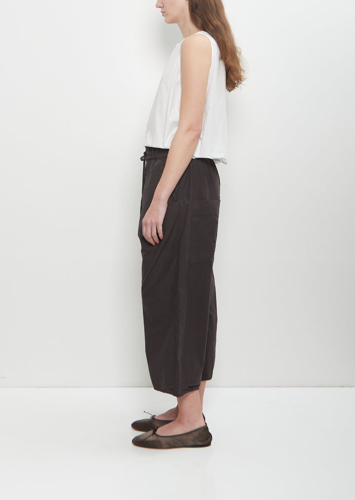 Tissue Cotton Wide & Short Trousers — Brown