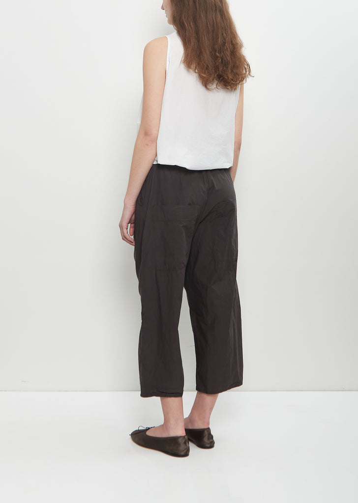 Tissue Cotton Wide & Short Trousers — Brown