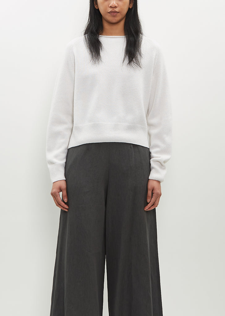 Rolled Edge Cashmere-Cotton Jumper — White