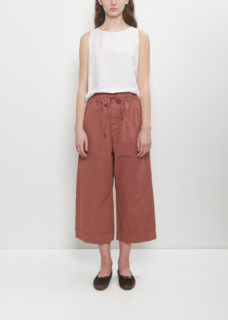 Cotton Canvas Wide & Short Trousers — Coral
