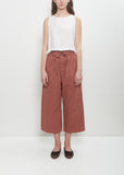Cotton Canvas Wide & Short Trousers — Coral