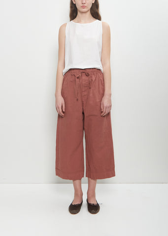 Cotton Canvas Wide & Short Trousers — Coral