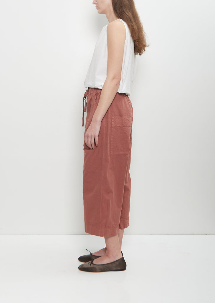 Cotton Canvas Wide & Short Trousers — Coral
