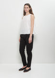 Stretch Cotton Slim Trousers — Black