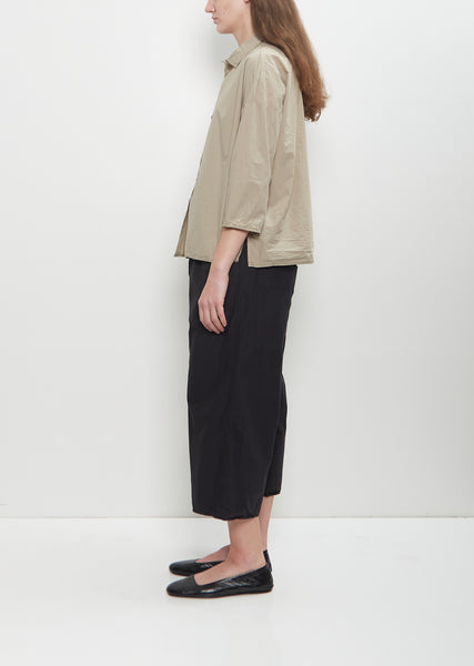 Tissue Cotton Short Collar Shirt — Stone – La Garçonne
